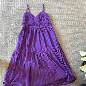 Banana Republic Purple and Pink Striped Midi Dress